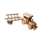 Wooden Tractor with Hay Trailer Handmade Pine Wood Model with Moving Wheels