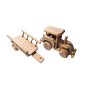 Wooden Tractor with Hay Trailer Handmade Pine Wood Model with Moving Wheels