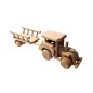 Wooden Tractor with Hay Trailer Handmade Pine Wood Model with Moving Wheels