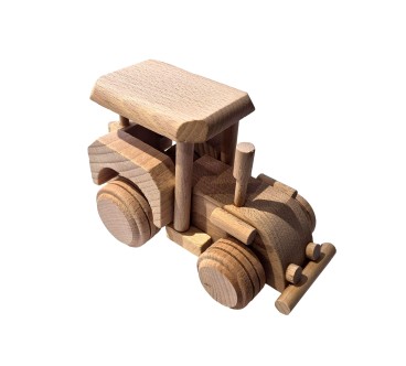 Wooden Tractor with Hay Trailer Pine Wood Model