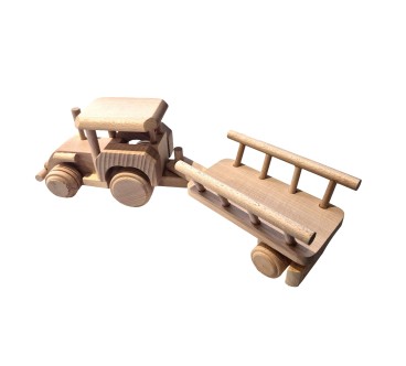 Wooden Tractor with Hay Trailer Pine Wood Model