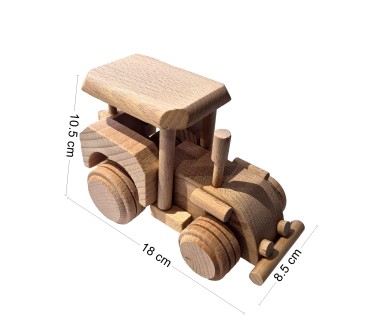 Wooden Tractor with Hay Trailer Pine Wood Model