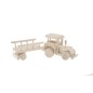 Wooden Tractor with Hay Trailer Handmade Pine Wood Model with Moving Wheels