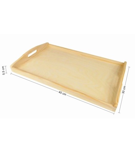 Wooden Breakfast Serving Tray Light Wood Large 40 x 30 cm