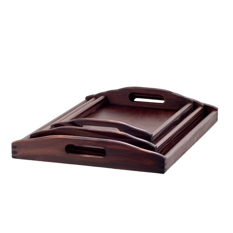 Wooden Breakfast Serving Trays Set of 3 Dark Brown Small Medium Large Wooden Breakfast Serving Trays Set of 3 Dark Brown Small Medium Large
