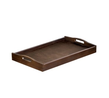 Wooden Breakfast Serving Tray Dark Brown 40 x 30 cm