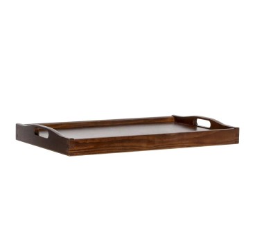 Wooden Breakfast Serving Tray Dark Brown 30 x 20 cm