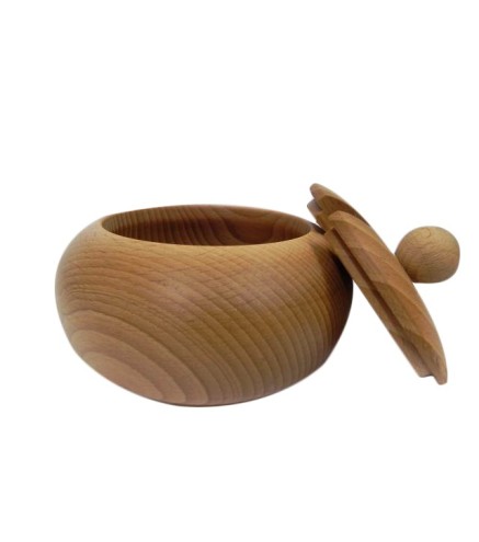 Beech Wood Sugar Bowl with Lid and Spoon – 10cm