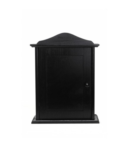 Wooden Key Cabinet Wall Holder with 6 Hooks Black