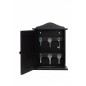 Wooden Key Cabinet Wall Mounted Key Holder Box with 6 Hooks Black