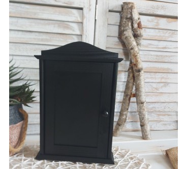 Wooden Key Cabinet Wall Holder with 6 Hooks Black