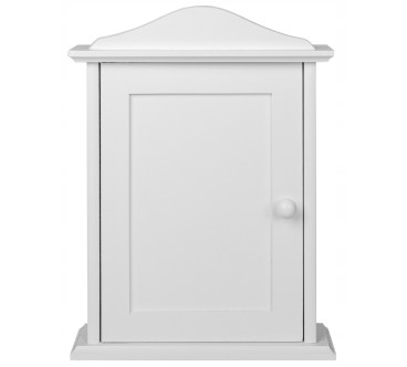 Wooden Key Cabinet Wall Mounted Key Holder Box with 6 Hooks White