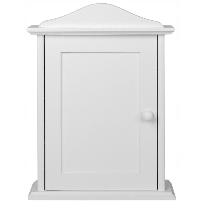 Wooden Key Cabinet Wall Mounted Key Holder Box with 6 Hooks White