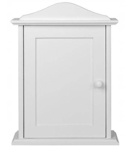 Wooden Key Cabinet Wall Holder with 6 Hooks White