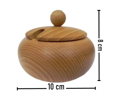 Beech Wood Sugar Bowl with Lid and Spoon – 10cm