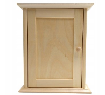 Wooden Key Cabinet Wall Mounted Key Holder Box with 6 Hooks Raw Unpainted
