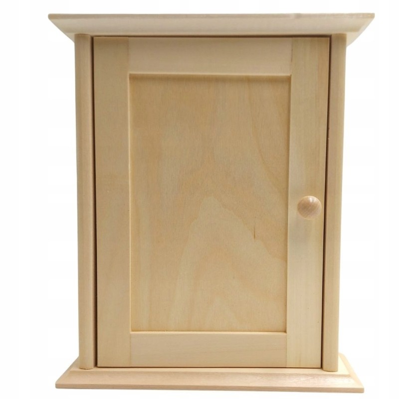 Wooden Key Cabinet Wall Mounted Key Holder Box with 6 Hooks Raw Unpainted