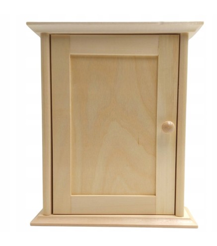 Wooden Key Cabinet Wall Holder with 6 Hooks Raw