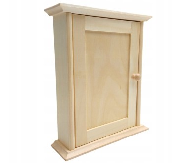 Wooden Key Cabinet Wall Holder with 6 Hooks Raw