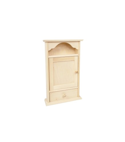 Wooden Key Cabinet with Drawer and 6 Hooks Raw