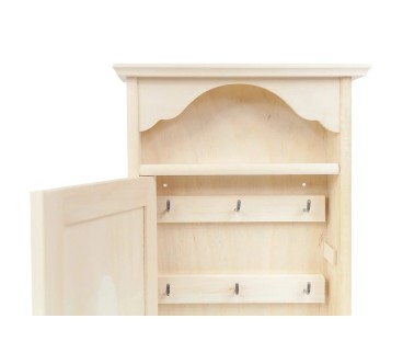 Wooden Key Cabinet with Drawer and 6 Hooks Raw