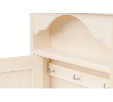 Wooden Key Cabinet with Drawer and 6 Hooks Raw