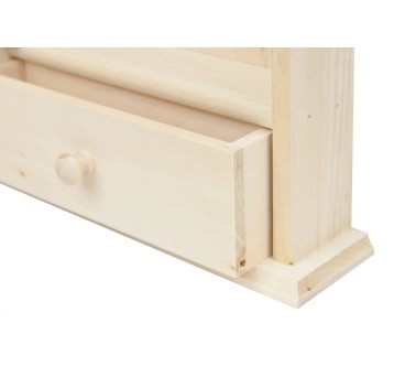 Wooden Key Cabinet with Drawer and 6 Hooks Raw