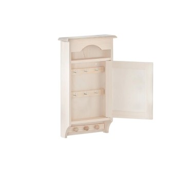 Wooden Key Cabinet Wall Mounted Key Holder with 6 Hooks Raw Tall