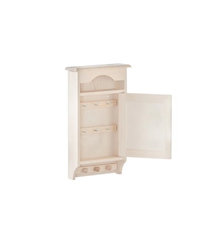 Wooden Key Cabinet Wall Mounted Key Holder with 6 Hooks Raw Tall