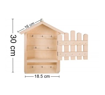 Wooden Key Cabinet Gate Design with 6 Hooks