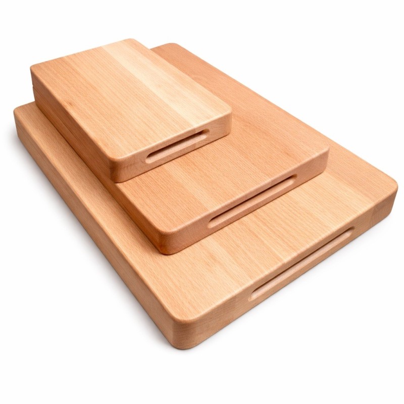 Wooden World Beech Wood Chopping Block Set of 3 Oiled Cutting Boards 4 cm Thick