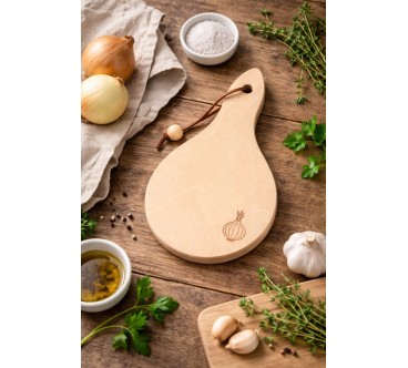 Beech Onion Cutting Board with String 20 cm