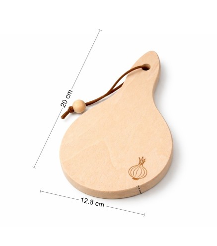 Wooden World Beech Onion Cutting Board with String Raw Kitchen Board