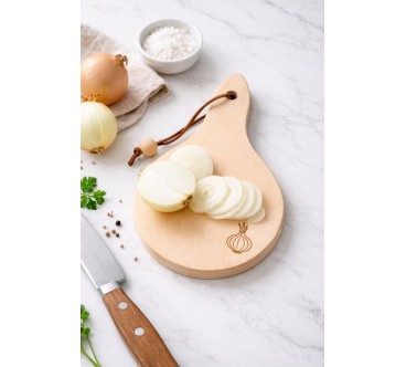 Beech Onion Cutting Board with String 20 cm