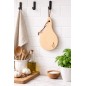 Wooden World Beech Onion Cutting Board with String Raw Kitchen Board