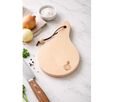 Beech Onion Cutting Board with String 20 cm
