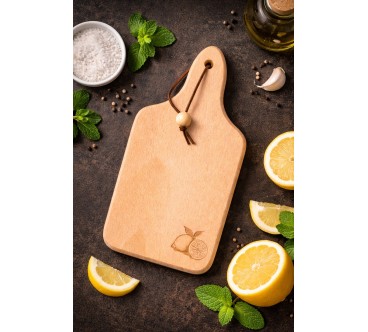 Beech Wood Lemon Chopping Board with Handle 22.5 cm