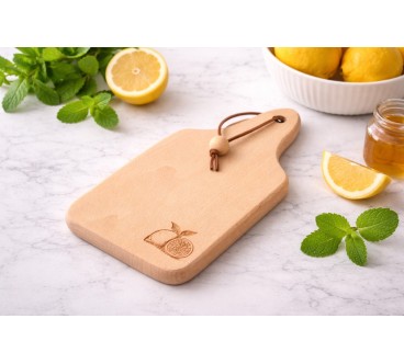 Beech Wood Lemon Chopping Board with Handle 22.5 cm