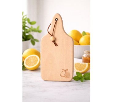 Beech Wood Lemon Chopping Board with Handle 22.5 cm
