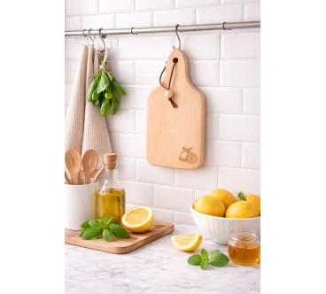 Beech Wood Lemon Chopping Board with Handle 22.5 cm