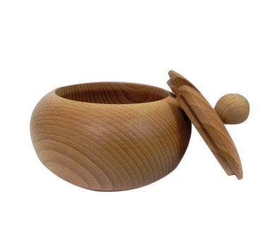 Beech Wood Sugar Bowl with Lid and Spoon – 12cm