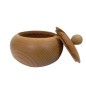 Beech Wood Sugar Bowl with Lid and Spoon – 12cm