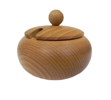 Beech Wood Sugar Bowl with Lid and Spoon – 12cm