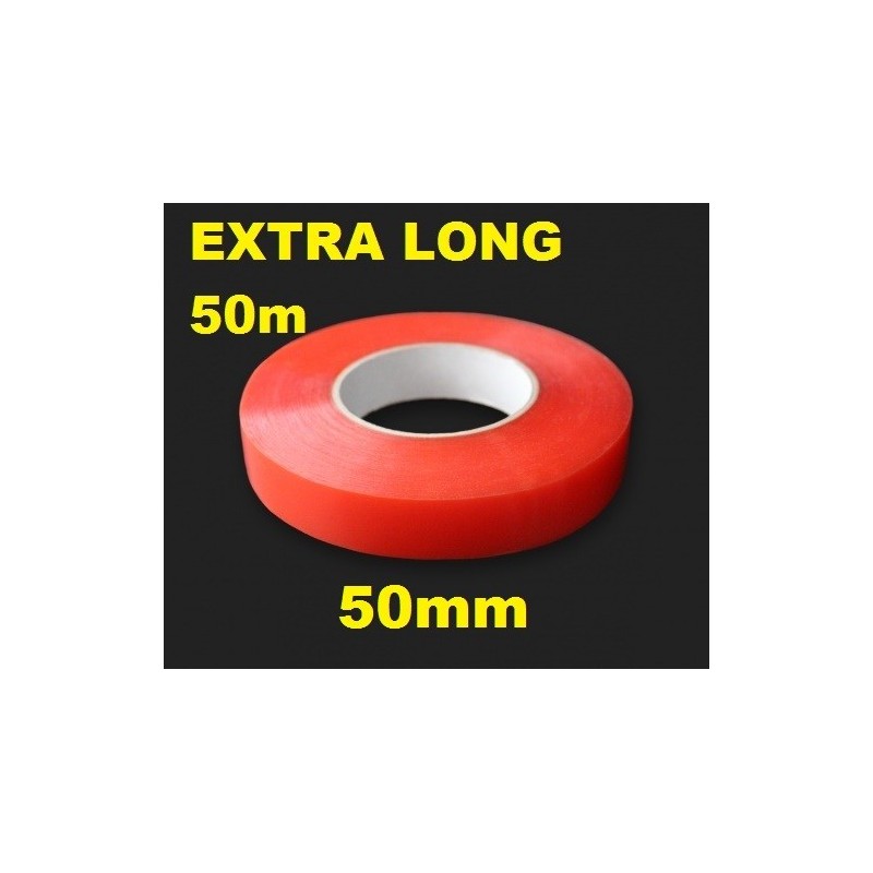 Ultra Thin Double Sided Tape 50mm x 50m Transparent Acrylic