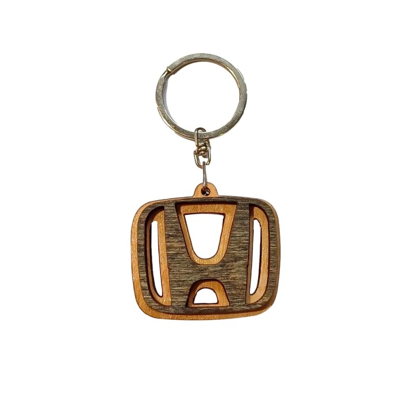 Wooden World Honda Wooden Keyring with Metal Ring MDF Plywood Car Key Chain 4.5 x 4.5 cm