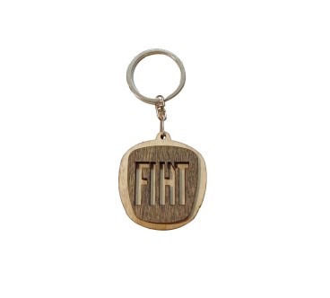 Fiat Wooden Keyring with Metal Ring 4.5 cm