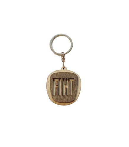 Fiat Wooden Keyring with Metal Ring 4.5 cm
