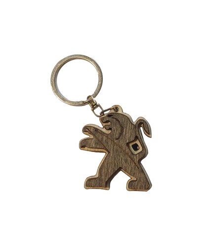 Peugeot Wooden Keyring with Metal Ring 4.5 cm