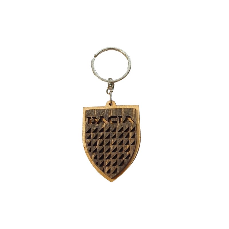 Wooden World Dacia Wooden Keyring with Metal Ring MDF Plywood Car Key Chain 4.5 x 4.5 cm