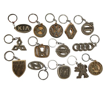 Mitsubishi Wooden Keyring with Metal Ring 4.5 cm